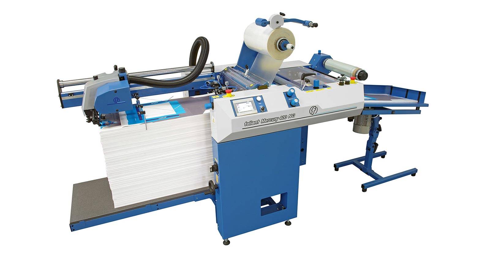 Plastificatrice automatica con mettifoglio ad aspirazione